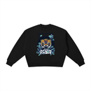 Boxy Fleece Sweatshirt - Tiger in Chrysanthemum Blossom