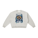 Boxy Fleece Sweatshirt - Tiger in Chrysanthemum Blossom