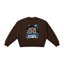 Boxy Fleece Sweatshirt - Tiger in Chrysanthemum Blossom