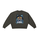 Boxy Fleece Sweatshirt - Tiger in Chrysanthemum Blossom