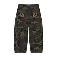 Camo Barrel Leg Cargo Pants - Old School Peonies