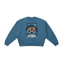 Boxy Fleece Sweatshirt - Tiger in Chrysanthemum Blossom