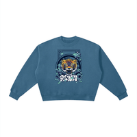 Boxy Fleece Sweatshirt - Tiger in Chrysanthemum Blossom