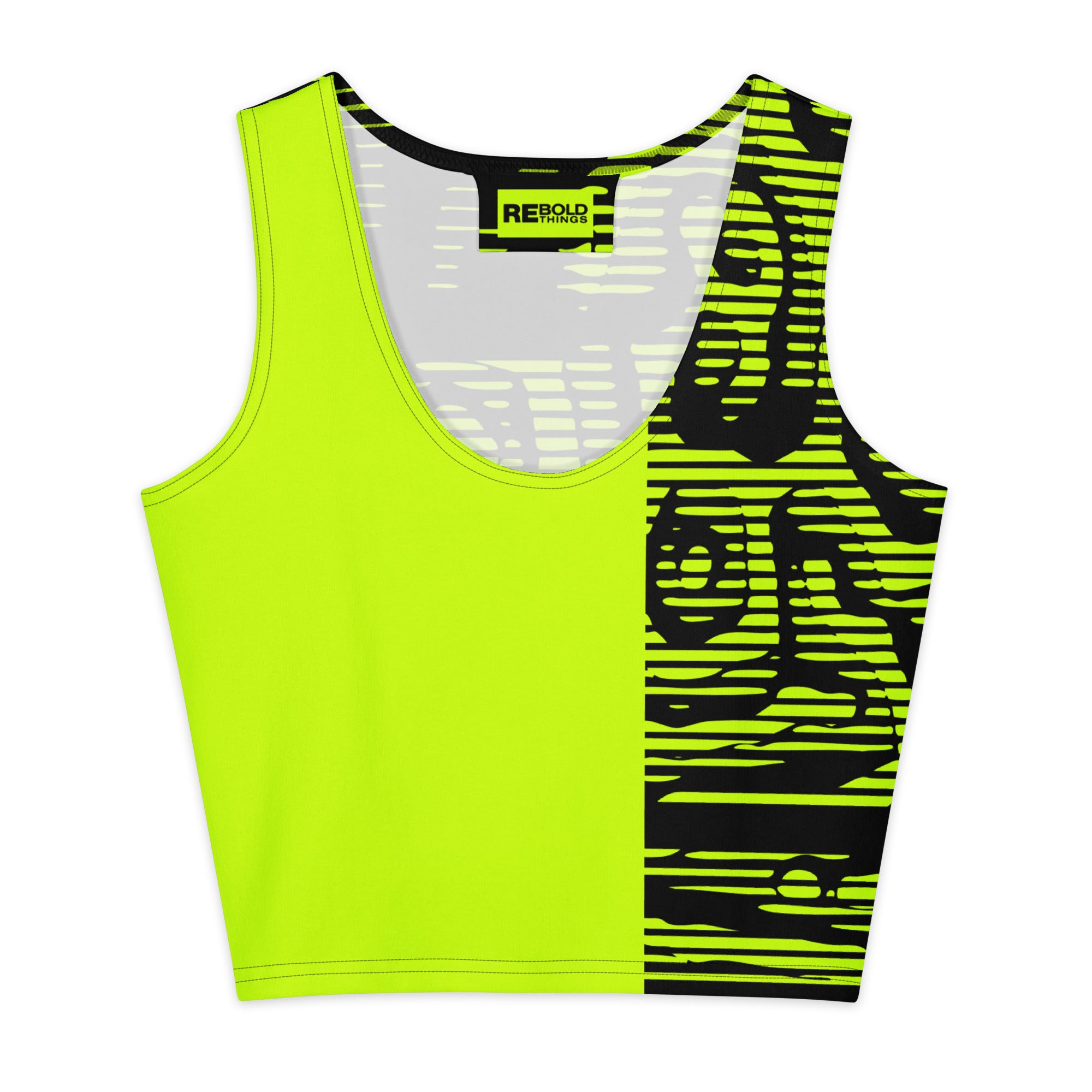 Cotton crop top - Lime & Black
