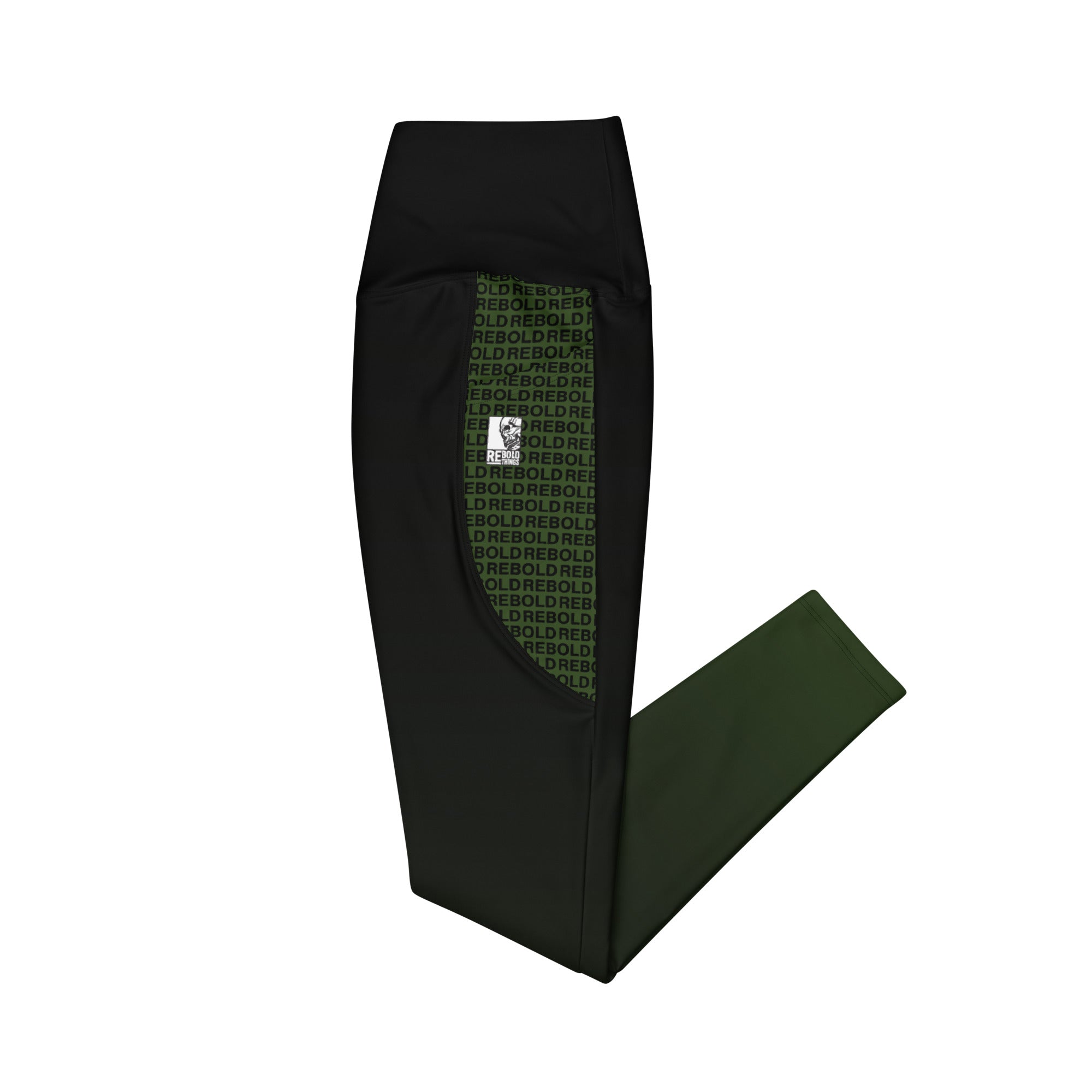 Leggings with pockets - Black & Green