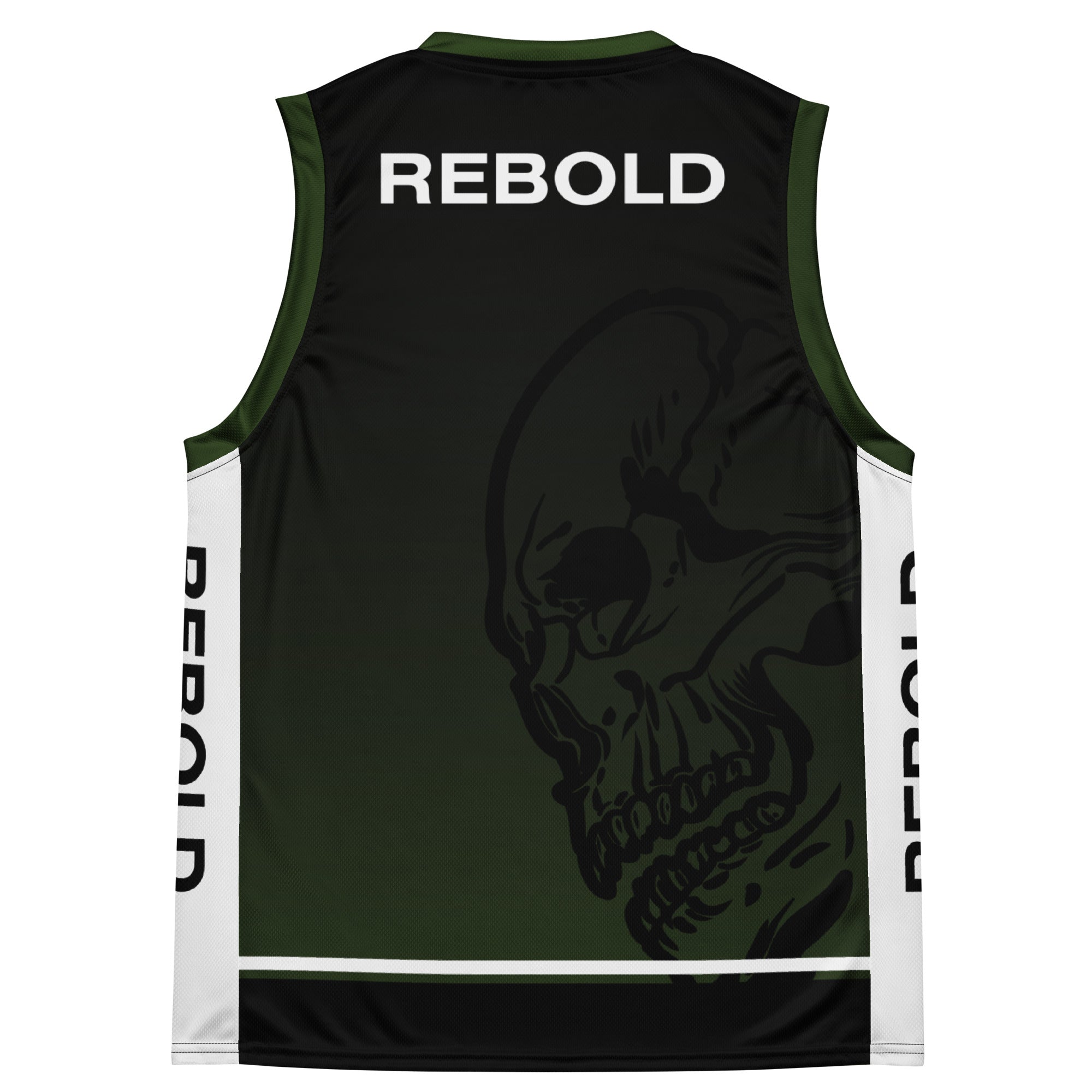 Recycled Basketball Jersey - Skull - Black & Green