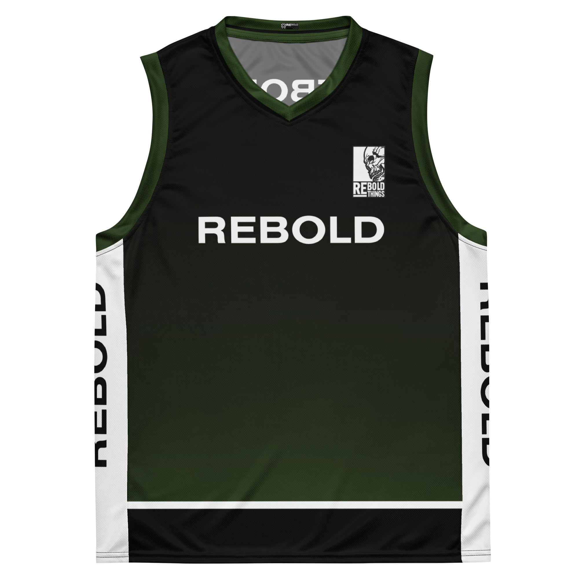 Recycled Basketball Jersey - Skull - Black & Green