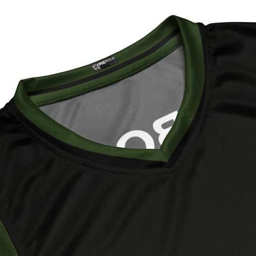 Recycled Basketball Jersey - Skull - Black & Green