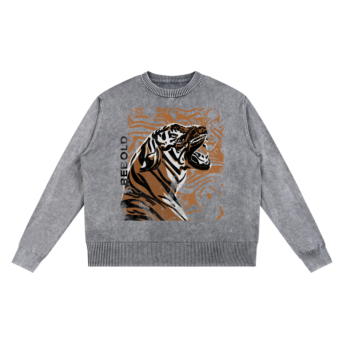 Mineral Wash Oversized Sweater - Tiger