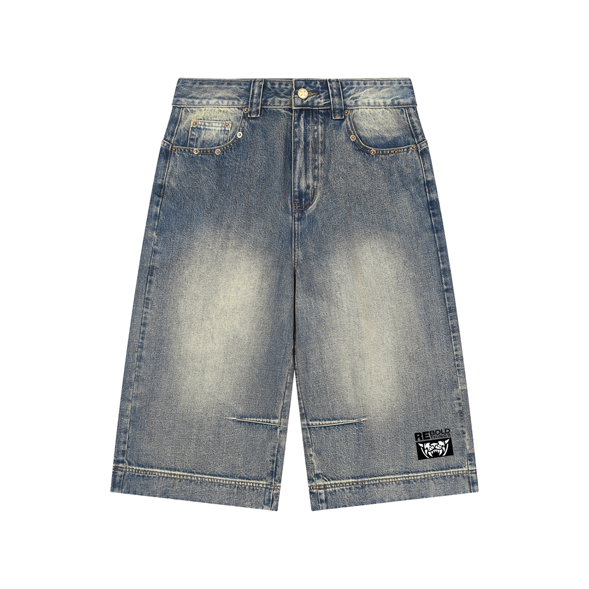 Vintage Wash Baggy Denim Shorts - Third Vision