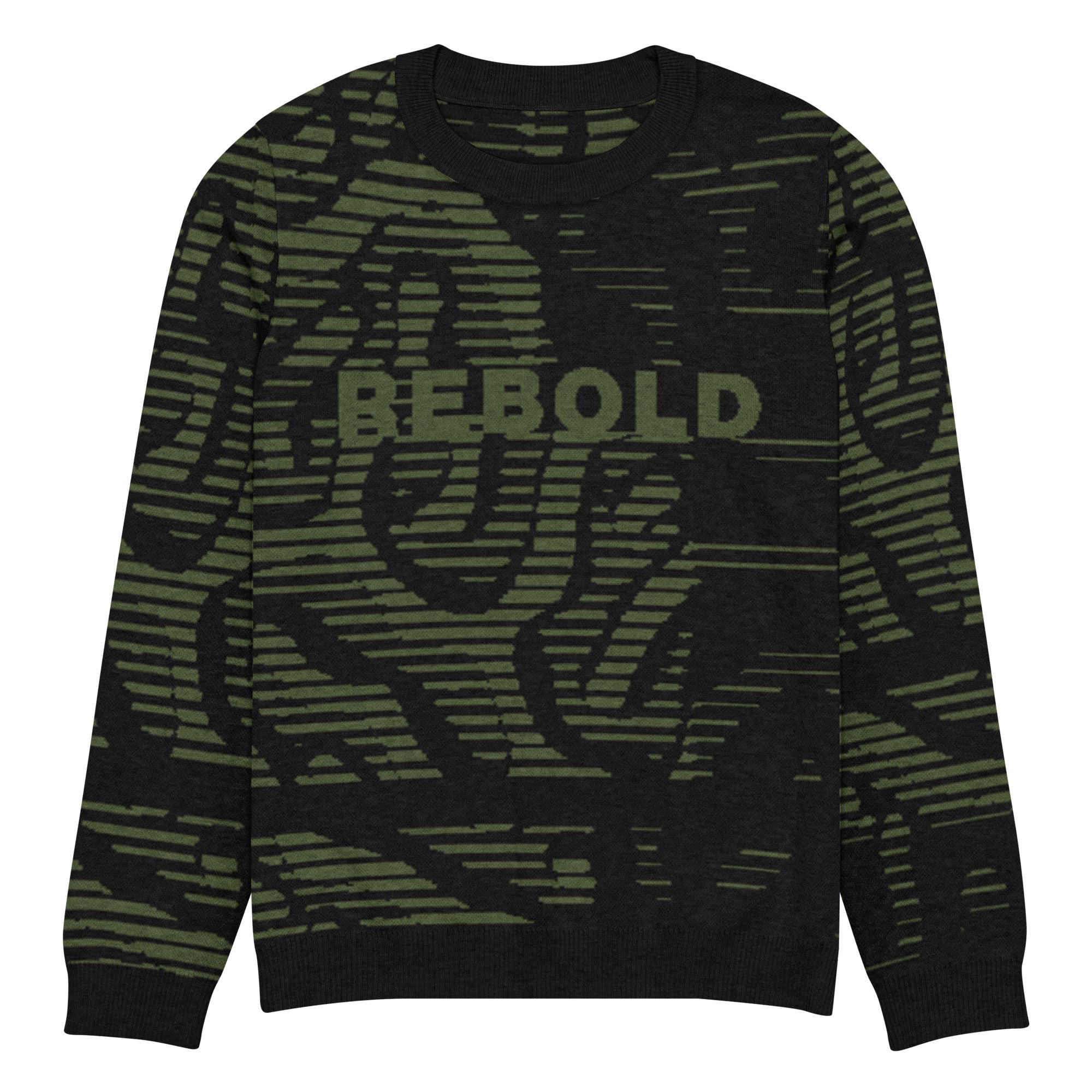 Knitted Sweater - Black & Green - Halftone