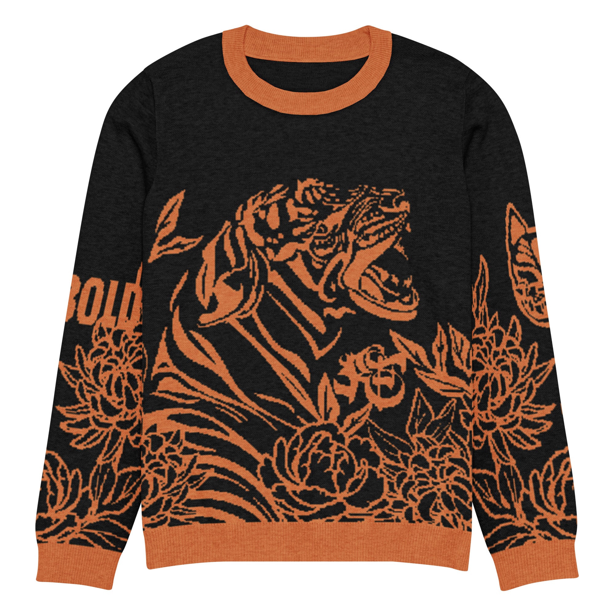 Knitted Sweater - Black & Orange - Tiger