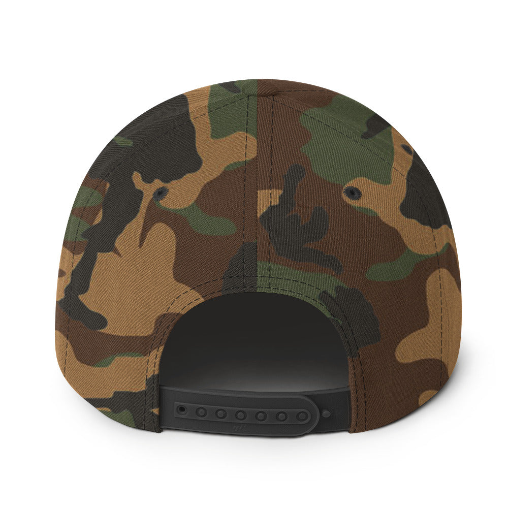 Snapback Hat - Embroidery Kitsune Logo - Green Camo