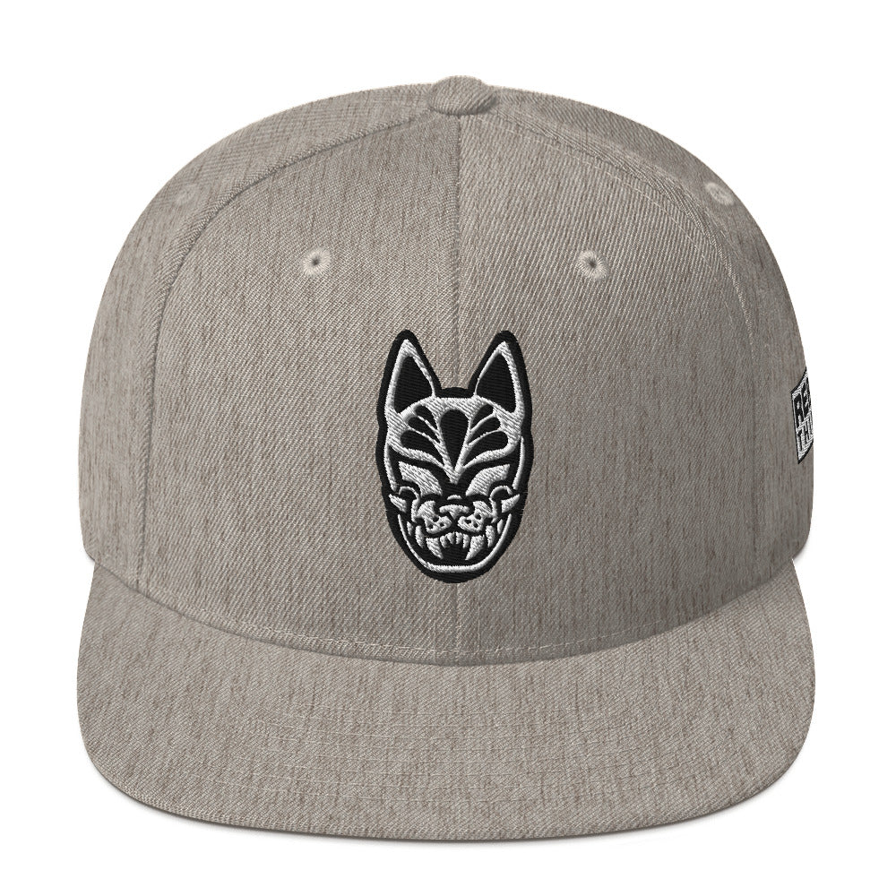 Snapback Hat - Embroidery Kitsune Logo - Heather Grey