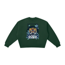 Boxy Fleece Sweatshirt - Tiger in Chrysanthemum Blossom