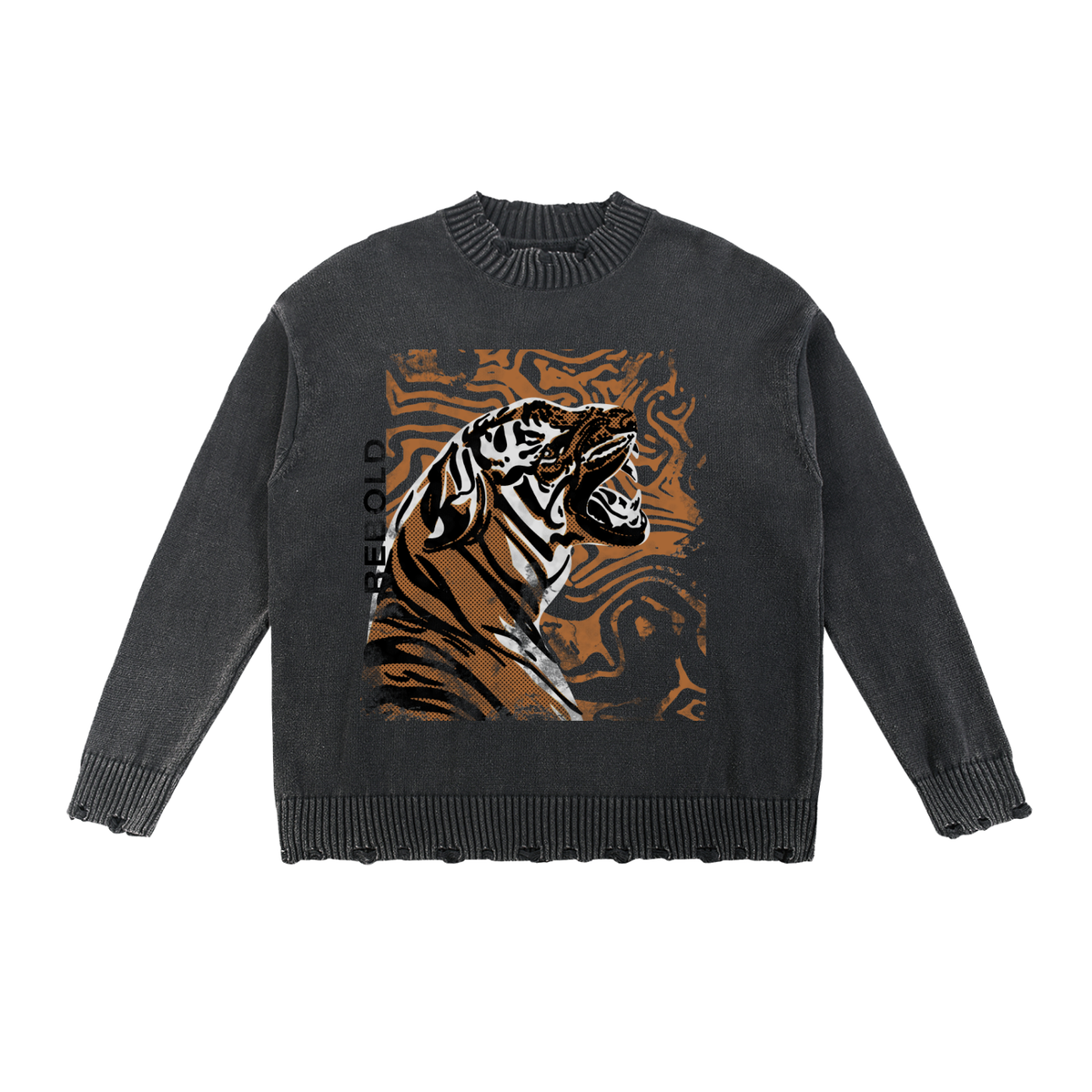 Oversized Washed Sweater - Tiger