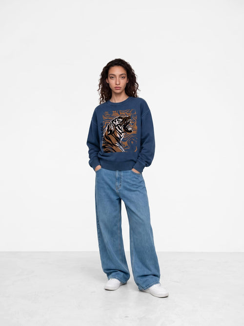 Mineral Wash Oversized Sweater - Tiger