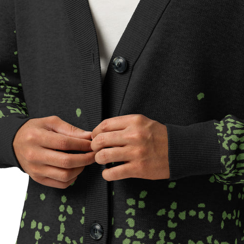 Knitted Cardigan -Skull - Black & Green