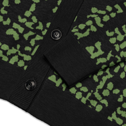 Knitted Cardigan -Skull - Black & Green