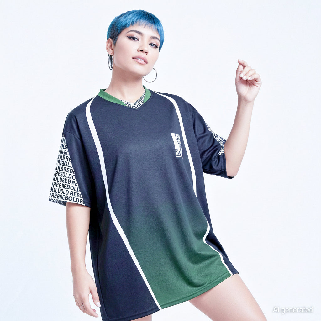 Maglia sportiva riciclata - Nero e verde