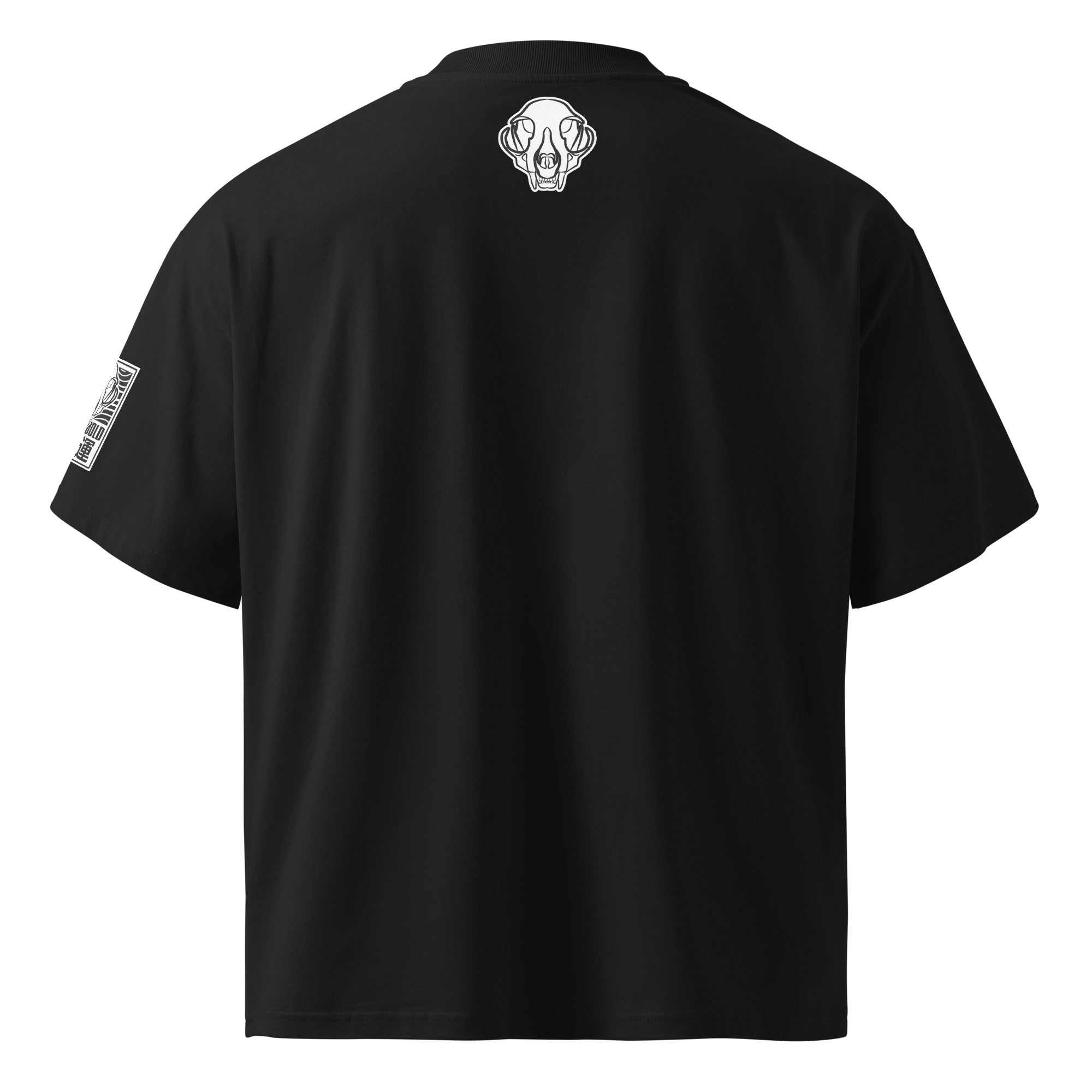 Maglietta oversize organica a collo alto - Teschio Maneki Neko 