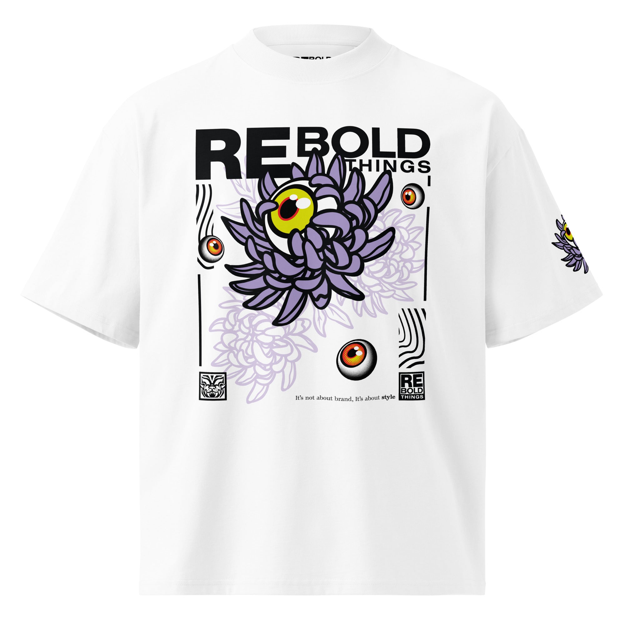 Maglietta oversize a collo alto in tessuto organico - Third Petal Vision